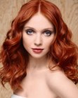 Natural look with romantic curls for red hair