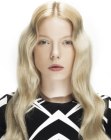Bright blonde hair with a symmetrical wave pattern