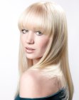 Classic long hairstyle with a rounded cutting line