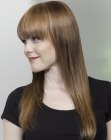 Silky long hair with bangs and color transitions