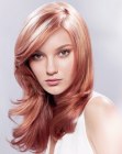 Hair coloring with three different shades and brilliant shine