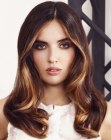 Smooth brown hair with highlights