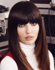 Long hairstyle with tapered sides and full bangs