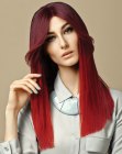 Long and smooth red hair with ombré coloring