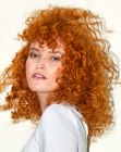 Permed copper color hair with volume