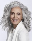Long hairstyle for women with gray hair