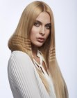 Long straightened hair with crimped sections