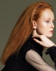 Long red hair with crimping