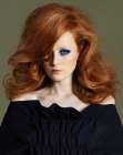 Oversized red hair with forward layers