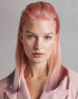 Long bob in pink with a lilac effect