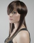 Sleek multi-tonal hair with a long fringe