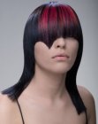 Long asymmetrical haircut with accent coloring