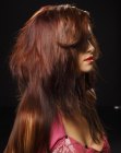 Breast length hair with a rich warm color