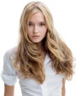 Long hairstyle with textured ends and full volume