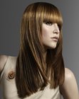 Sleek long hair with multidimensional color effects