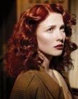 1940s look with curls for long red hair