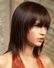 Wearable long haircut with tapering and deep bangs