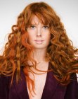 Very long red hair with irregular waves