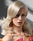 Long layered hairstyle for platinum blonde hair