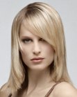 Long and soft blonde hair with angled edges