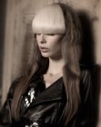 Long two-toned hair with full straight bangs