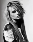 Long punk hairstyle with a messy appeal