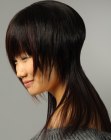 Silky Asian hair with an elongated neck section