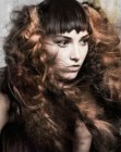 Voluminous long hair with a mix of textures