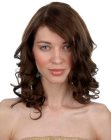 Long brown hair with large spiral curls