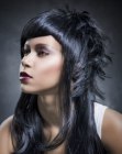 Daring haircut for shiny black hair