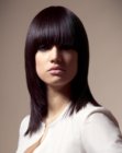 Sleek shoulder length bob with textured ends