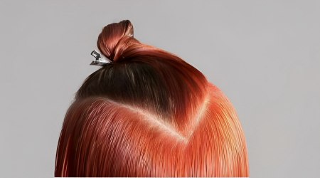 Cut balanced round graduation - Section hair in a V shape