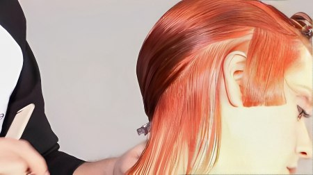 Cut balanced round graduation - take a diagonal hair section