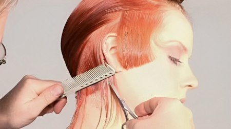 Cut balanced round graduation - Cut from centre to ear