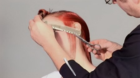 Cut balanced round graduation - Cut hair with a comb as a guide