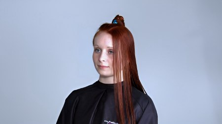 One length long hairstyle - Work on the top triangle section