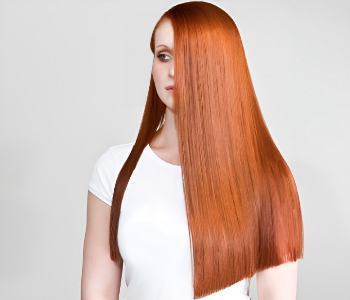 One-length long hairstyle