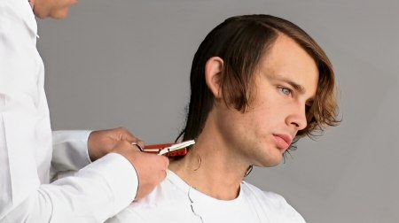 Men's haircut - Create a vertical section into the nape