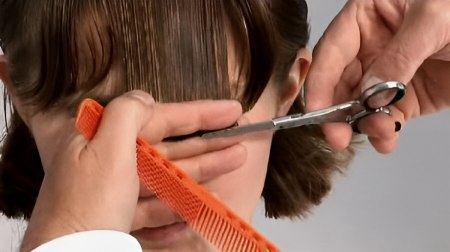 One length bob - Use fingers to cut the fringe area