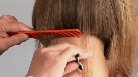 One length bob - Point cut the crown area