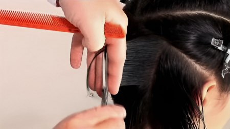 Short hair with graduation - Cutting process
