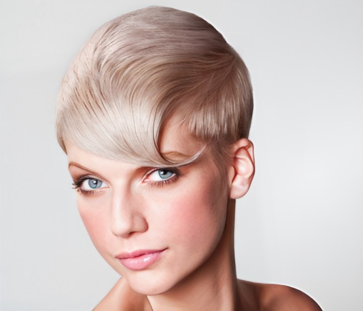 Short pixie crop haircut with graduation