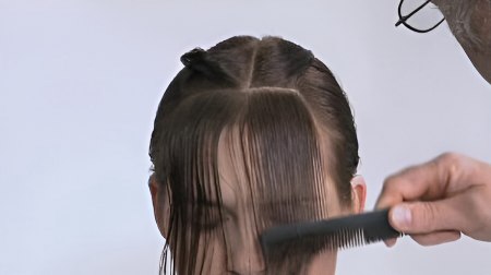 Tailored haircut - Begin with the fringe section