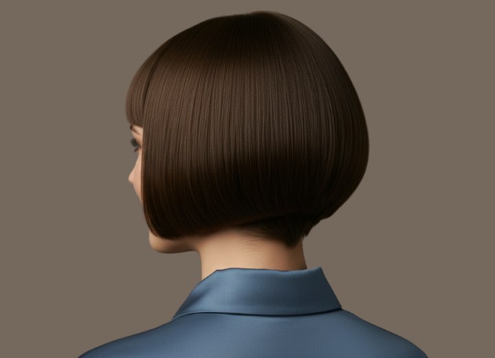Bob haircut with an inward curve at the ends