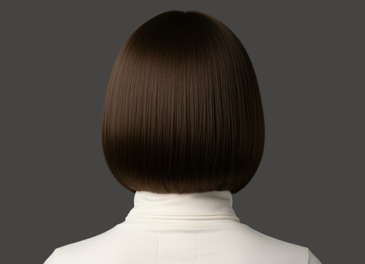 Bob with hair that rounds under at the ends - Back view