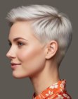 Platinum blonde pixie cut