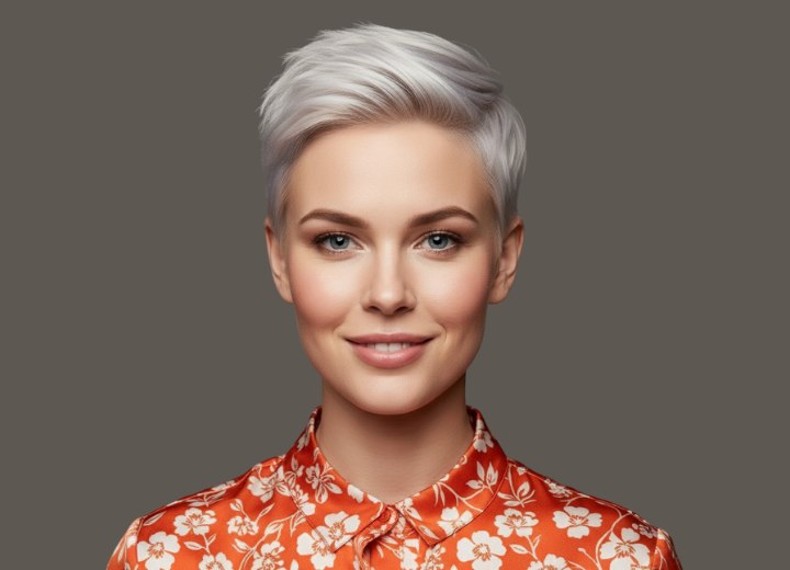Feminine pixie cut with volume