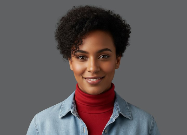 Short style for hair with a natural curl pattern