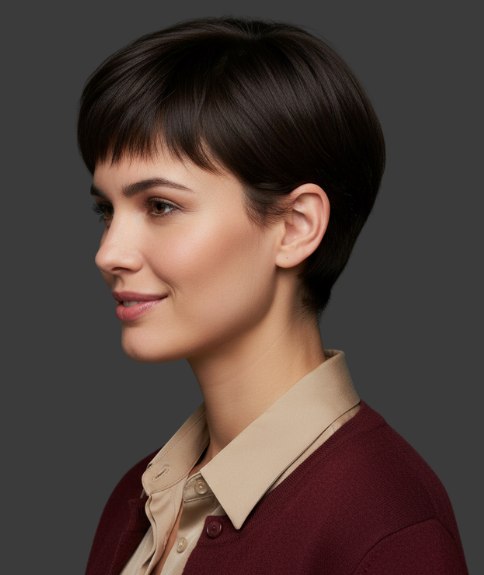Pixie cut with micro bangs