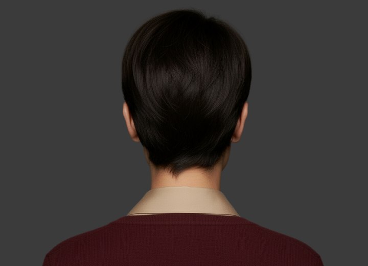 Short around the ears and nape hairstyle - Back view